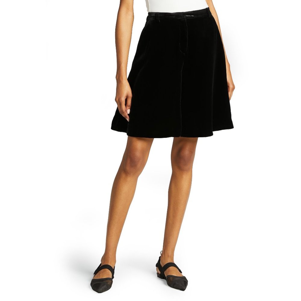 Cecilie Bahnsen black velvet high waist Mille sculptural shorts